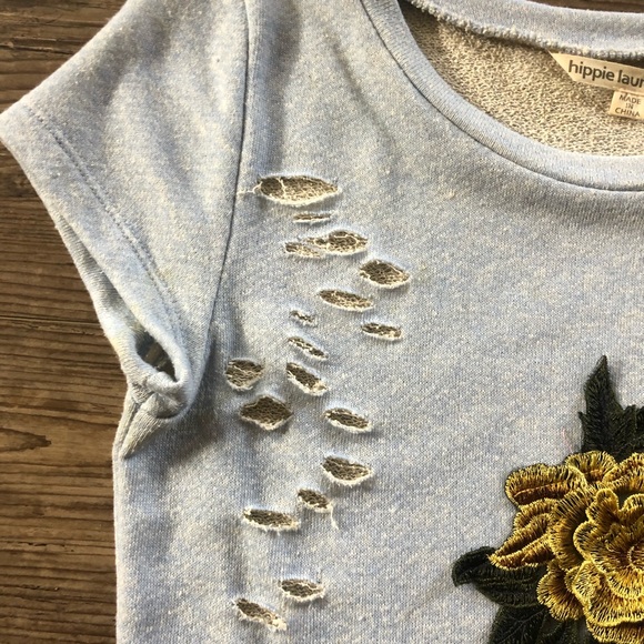 Embroidered flower appliqué distressed dress - Picture 10 of 14